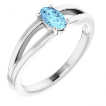 14K White Aquamarine Youth Solitaire Ring - 19401605P