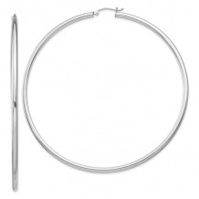 Quality Gold Sterling Silver Rhodium-plated 2.5mm Round Hoop Earrings - QE4395