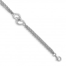 Quality Gold Sterling Silver Rhodium-plated Hearts Double Chain Bracelet - QG3605-7