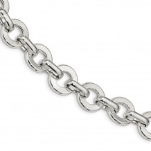 Quality Gold Sterling Silver Polished Circle Fancy Link 7.5 inch Bracelet - QG4476-7.5