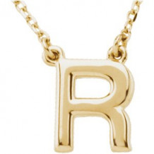 14K Yellow Block Initial R 16 Necklace - 84634316217P