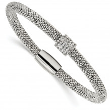 Quality Gold Sterling Silver CZ Bead Bracelet - QG4543-7.5