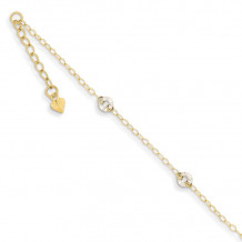 Quality Gold 14k Two Tone Oval Chain with Wavy Circles Anklet - ANK238-9