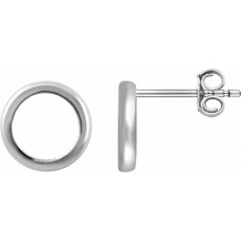 14K White Circle Earrings - 651817101P