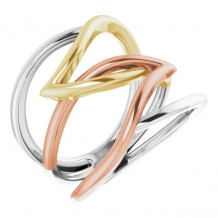 14K Tri-Color Criss-Cross Ring - 65240760000P