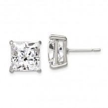 Quality Gold Sterling Silver 10mm Square CZ Basket Set Stud Earrings - QE7510