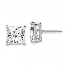 Quality Gold Sterling Silver 10mm Square CZ Basket Set Stud Earrings - QE7510