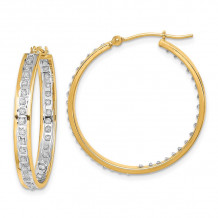 Quality Gold 14k Yellow Gold Diamond Fascination Hoop Earrings - DF334