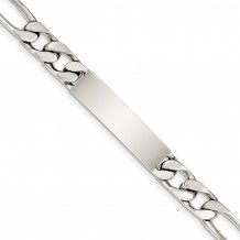 Quality Gold Sterling Silver 8.5inch Polished Engraveable Figaro Link ID Bracelet - QID110-8.5