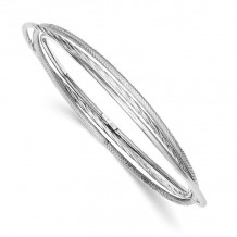 Quality Gold Sterling Silver Rhodium Twisted Textured Intertwined Bangle Bracelet - QB703