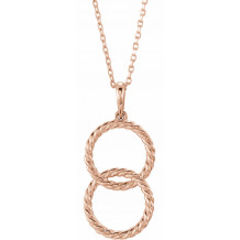 14K Rose Interlocking Circle 16-18 Necklace - 86610602P