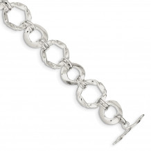 Quality Gold Sterling Silver Fancy Circle Link Bracelet - QG2361-7.5