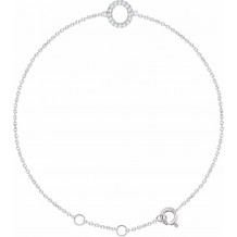14K White .06 CTW Diamond Initial O 6-7 Bracelet - 65268960015P