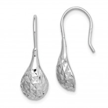 Quality Gold Sterling Silver Rhodium-plated Diamond-Cut Teardrop Dangle Earrings - QE15284