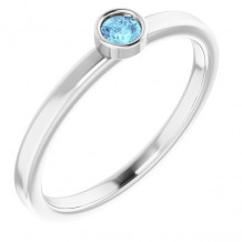 14K White 3 mm Round Aquamarine Ring - 718066191P