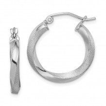 Quality Gold Sterling Silver Rhodium-plated 3.00mm Polished & Satin Twisted Hoop Earring - QE4622