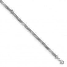 Quality Gold Sterling Silver Weaved Chain Heart CZ Bracelet - QG4934-7.5