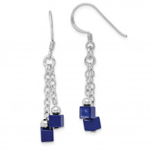 Quality Gold Sterling Silver Rhodium-plated Created Lapis Dangle Earrings - QE15082