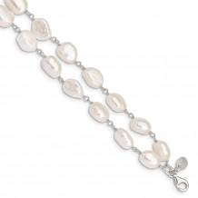 Quality Gold Sterling Silver 2-Strand FW Cultured Pearl 8.5in Bracelet - QH2459-8.5