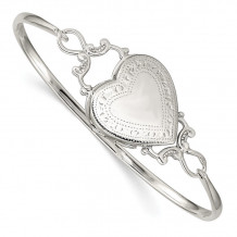 Quality Gold Sterling Silver Heart Locket Flexible Bangle Bracelet - QB988