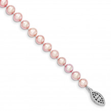 Quality Gold Sterling Silver Rhodium-plated 5-6mm Purple FWC Pearl Bracelet - QH4757-7.25