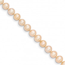 Quality Gold 14k Pink Near Round Freshwater Cultured Pearl Bracelet - XF507-5