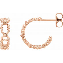 14K Rose Quatrefoil Hoop Earrings - 86644602P