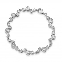 Quality Gold Sterling Silver Rhod-plat CZ Bracelet - QG5056-7.5
