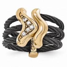 Quality Gold Edward Mirell Black Titanium & Bronze Cable White Sapphire Cable Flexible Ring - EMR258-5