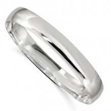 Quality Gold Sterling Silver 9.75mm Solid Polished Plain Slip-On Bangle Bracelet - QB242
