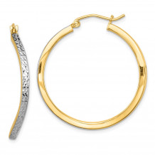 Quality Gold Sterling Silver Rhodium-plated & Vermeil  Wavy Square Hoop Earrings - QE8449