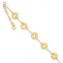 Quality Gold 14k Adjustable Flower Anklet - ANK176-9