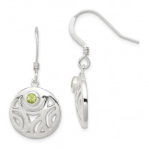 Quality Gold Sterling Silver & Peridot Round Polished Dangle Earrings - QE7141