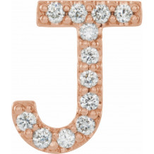 14K Rose .05 CTW Diamond Single Initial J Earring - 867976047P