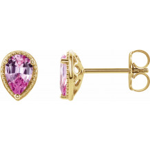 14K Yellow Pink Sapphire Earrings - 86796601P