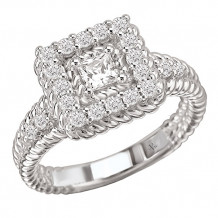 14k White Gold Halo Complete Diamond Engagement Ring