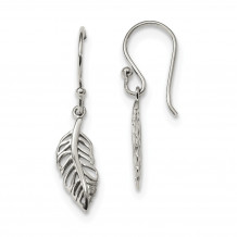 Quality Gold Sterling Silver Leaf Dangle Earrings - QE13484