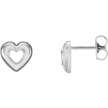 14K White 8.5x8 mm Heart Earrings - 860981002P