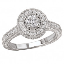 14k White Gold Halo Semi-Mount Diamond Engagement Ring