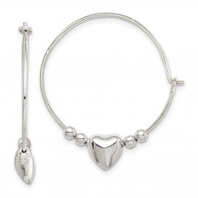Quality Gold Sterling Silver Beaded & Heart Hoop Earrings - QE14677
