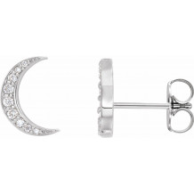 14K White 1/10 CTW Diamond Crescent Moon Earrings - 86941600P