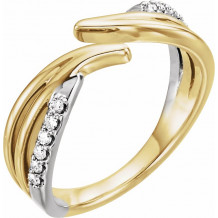 14K Yellow & White 1/8 CTW Diamond Bypass Ring - 123168605P