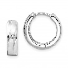 Quality Gold Sterling Silver Rhodium Plated Brushed & Polished CZ Hoop Earrings - QE15234