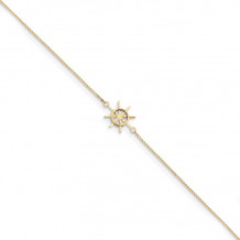 Quality Gold 14k Polished Captains Wheel Anklet - ANK285-9