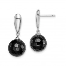 Quality Gold Sterling Silver Rhodium-plated Faceted 10mm Onyx Dangle Post Earrings - QE15326