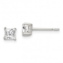 Quality Gold Sterling Silver 4mm Princess Basket Set CZ Stud Earrings - QE3151