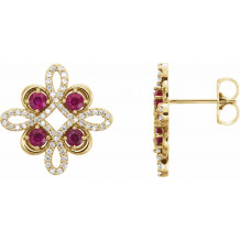 14K Yellow Ruby & 1/4 CTW Diamond Earrings - 86367601P