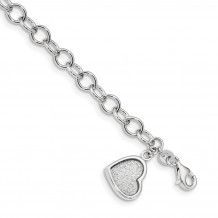 Quality Gold Sterling Silver Rhodium-plated Glitter Enamel Heart Bracelet - QG4242-7.5
