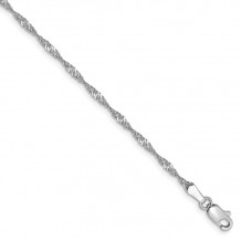 Quality Gold 14k White Gold 1.7mm Singapore Chain Anklet - PEN124-10