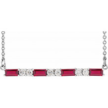 14K White Ruby & 1/5 CTW Diamond Bar 16-18 Necklace - 86790645P